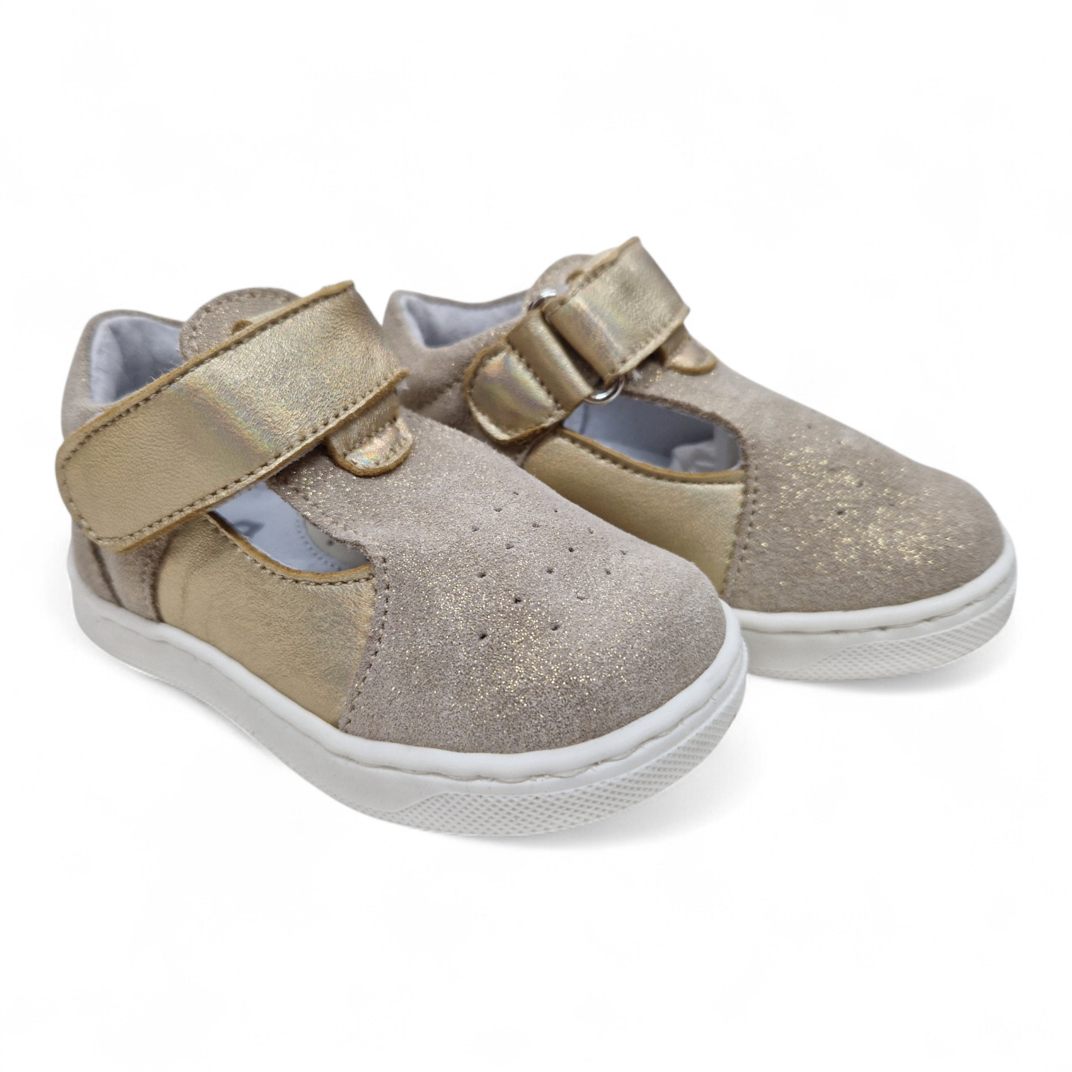 Pantofi fete piele naturala PABLO auriu sidef4