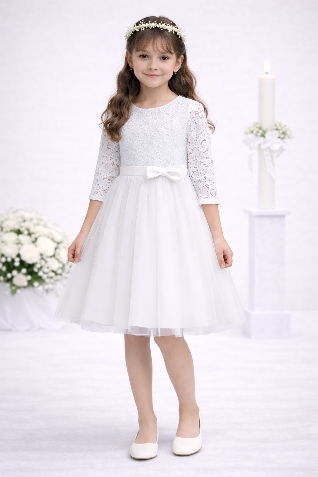 Rochie albă fete elegantă DORINA