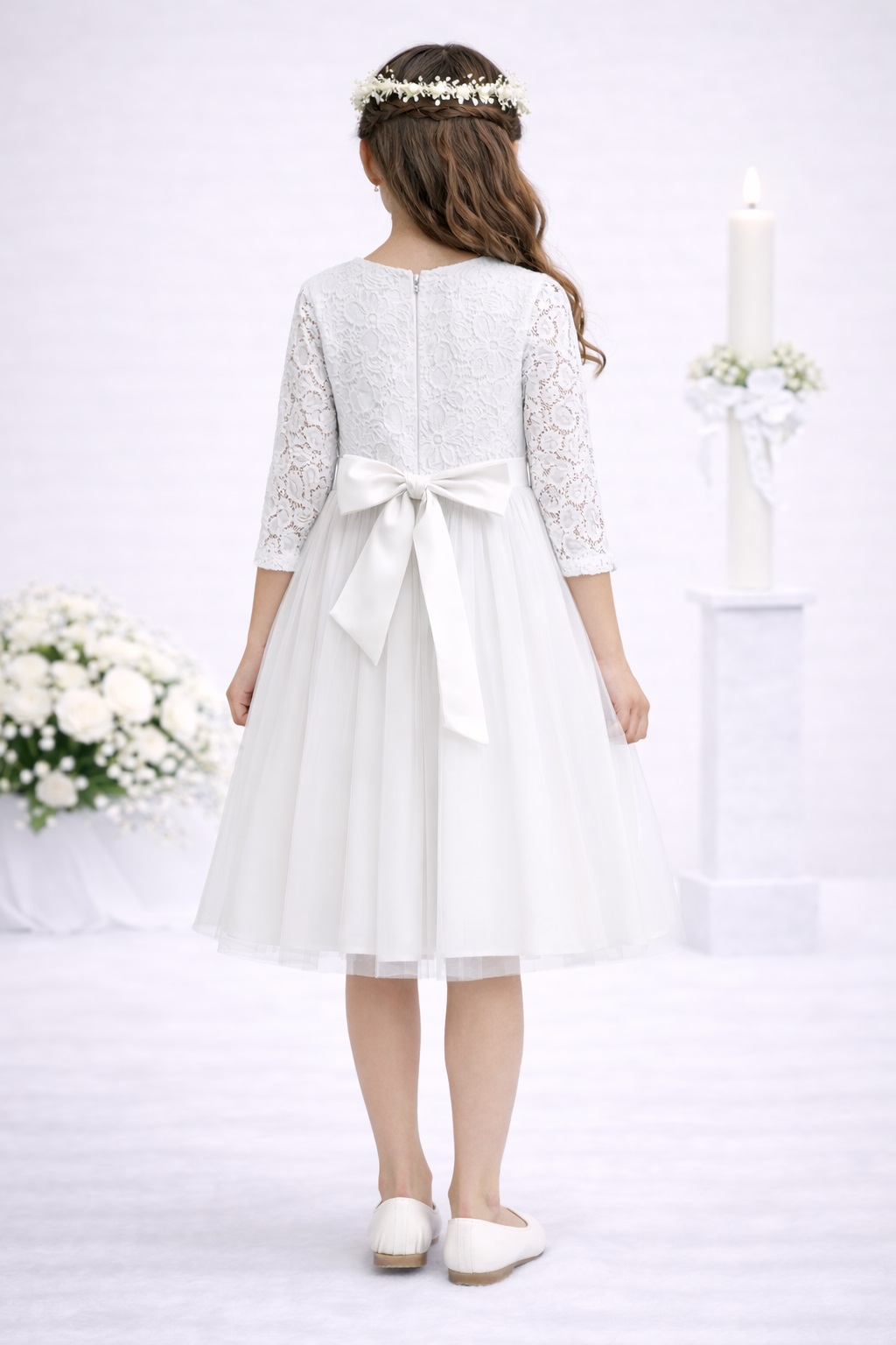 Rochie albă fete elegantă DORINA1