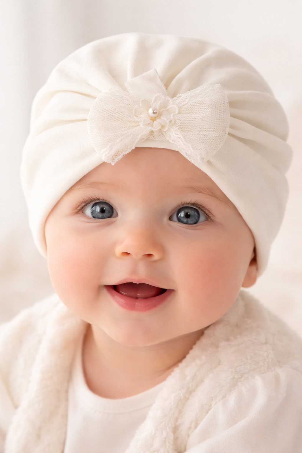 turban fete botez crem