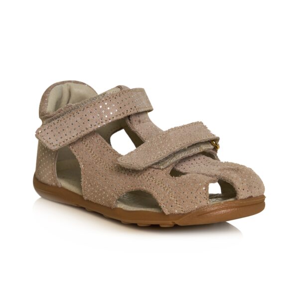 Sandale fete piele cu talonet MARA bej print