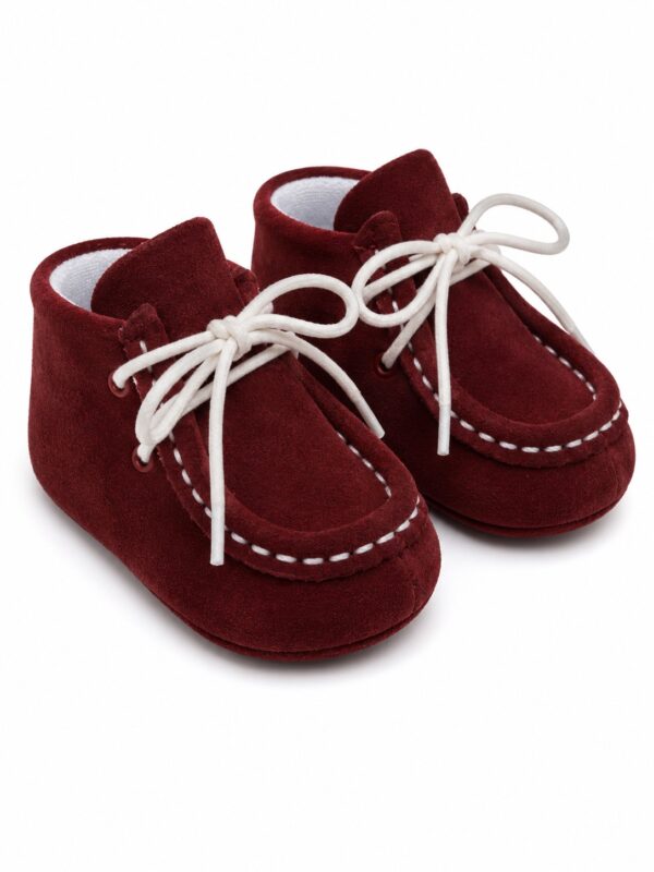 Mocasin botez piele naturala grena
