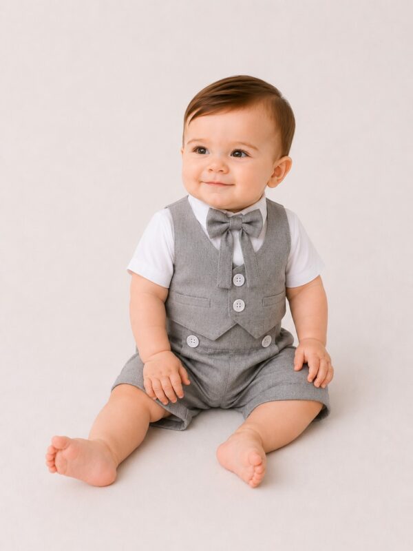 Costum botez baieti SUMMER gri