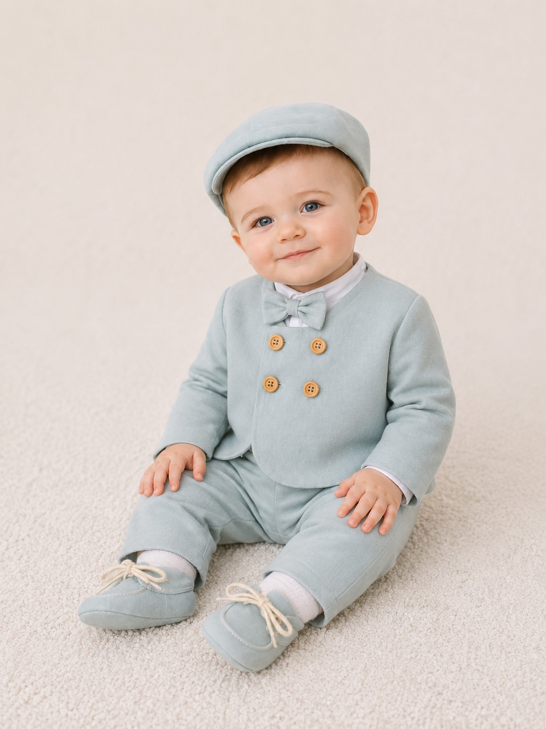 costum botez baieti patrik verde aqua