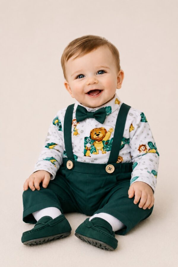 Costum botez baieti SAFARI verde