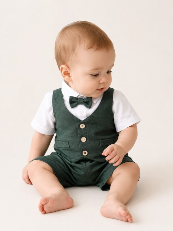 Costum botez baieti de vara CATALIN verde