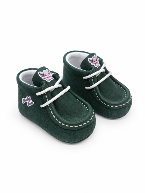 Pantofi botez piele naturala verde fox