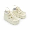 Mocasin botez din piele naturala crem