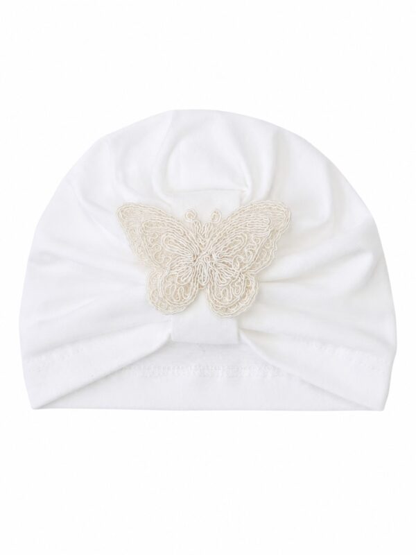 Turban botez fete crem fluturas