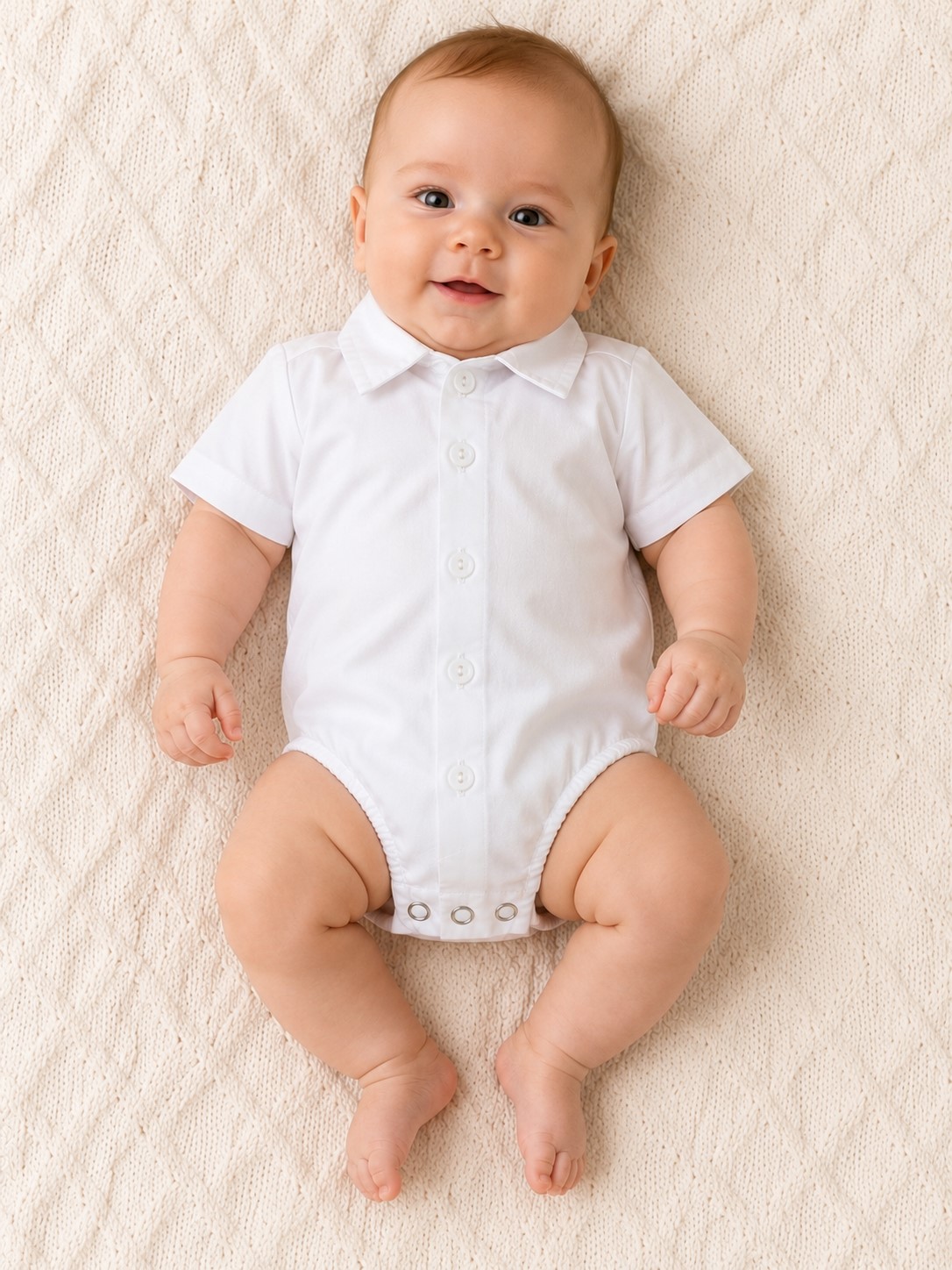 camasa body baieti maneca scurta alba