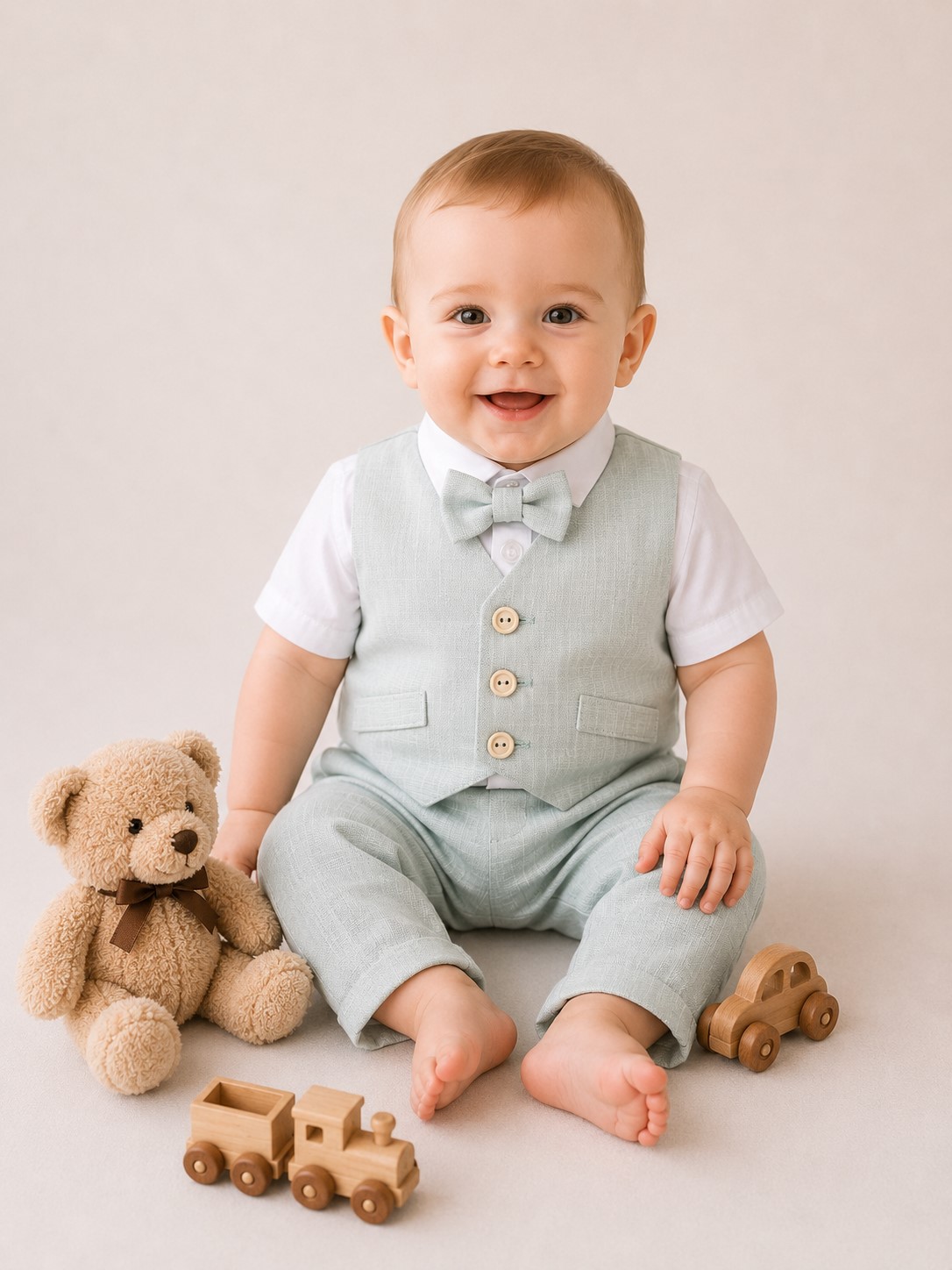 costum botez in catalin verde aqua