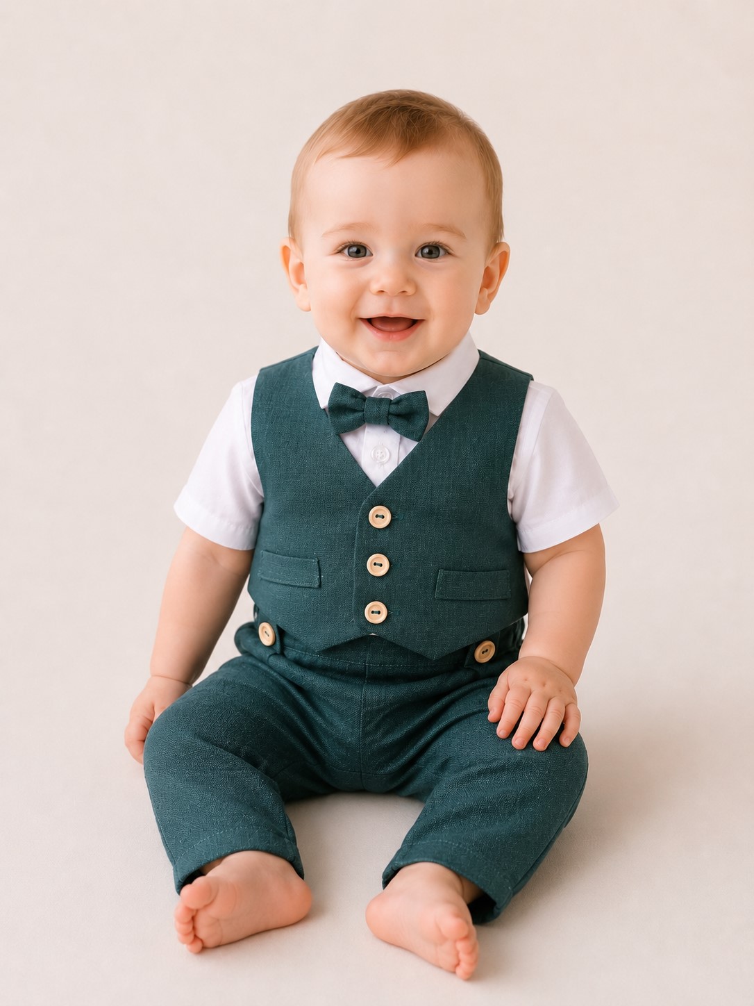 costum botez in catalin verde