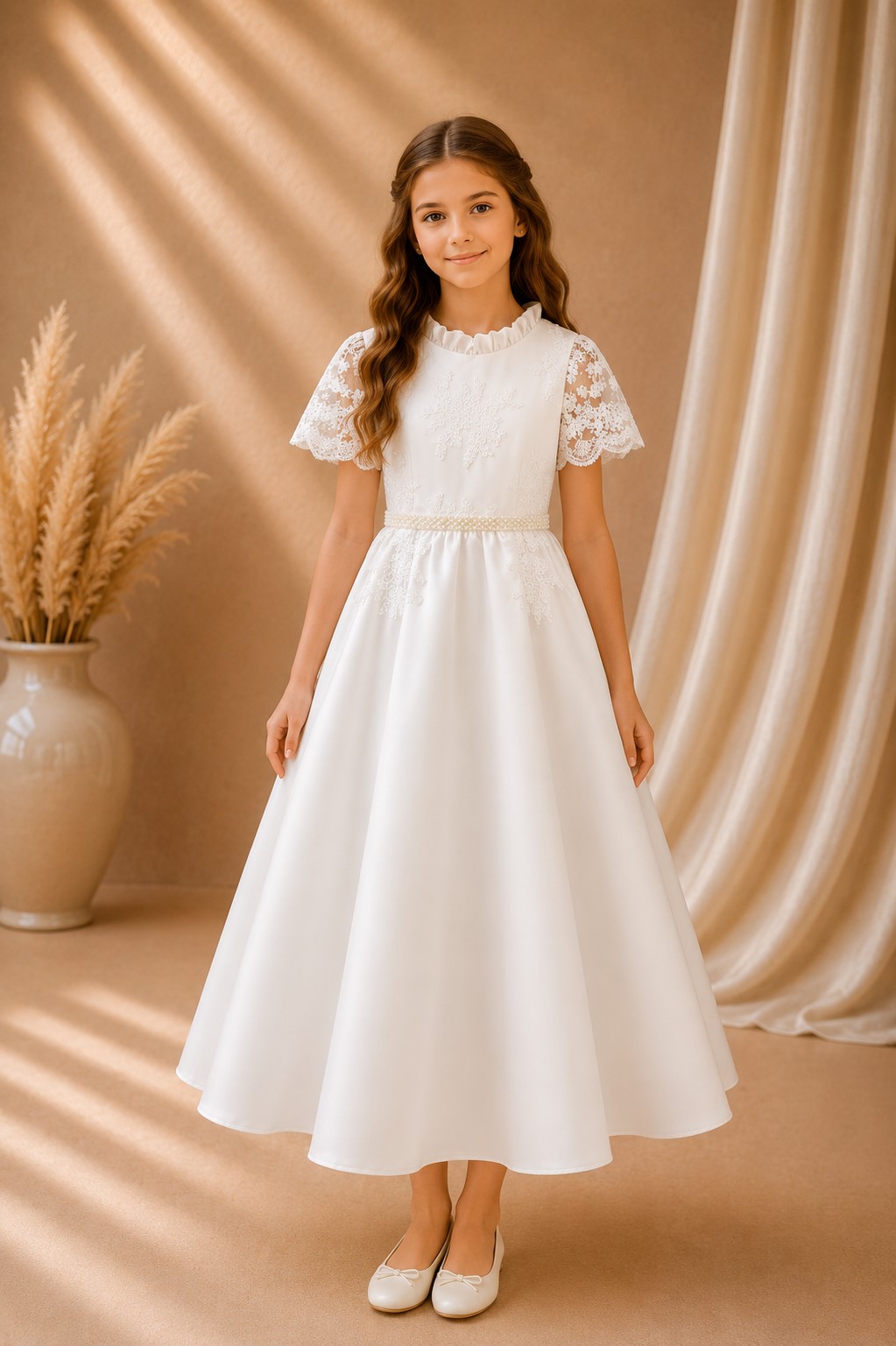 rochie alba lunga fete Delia