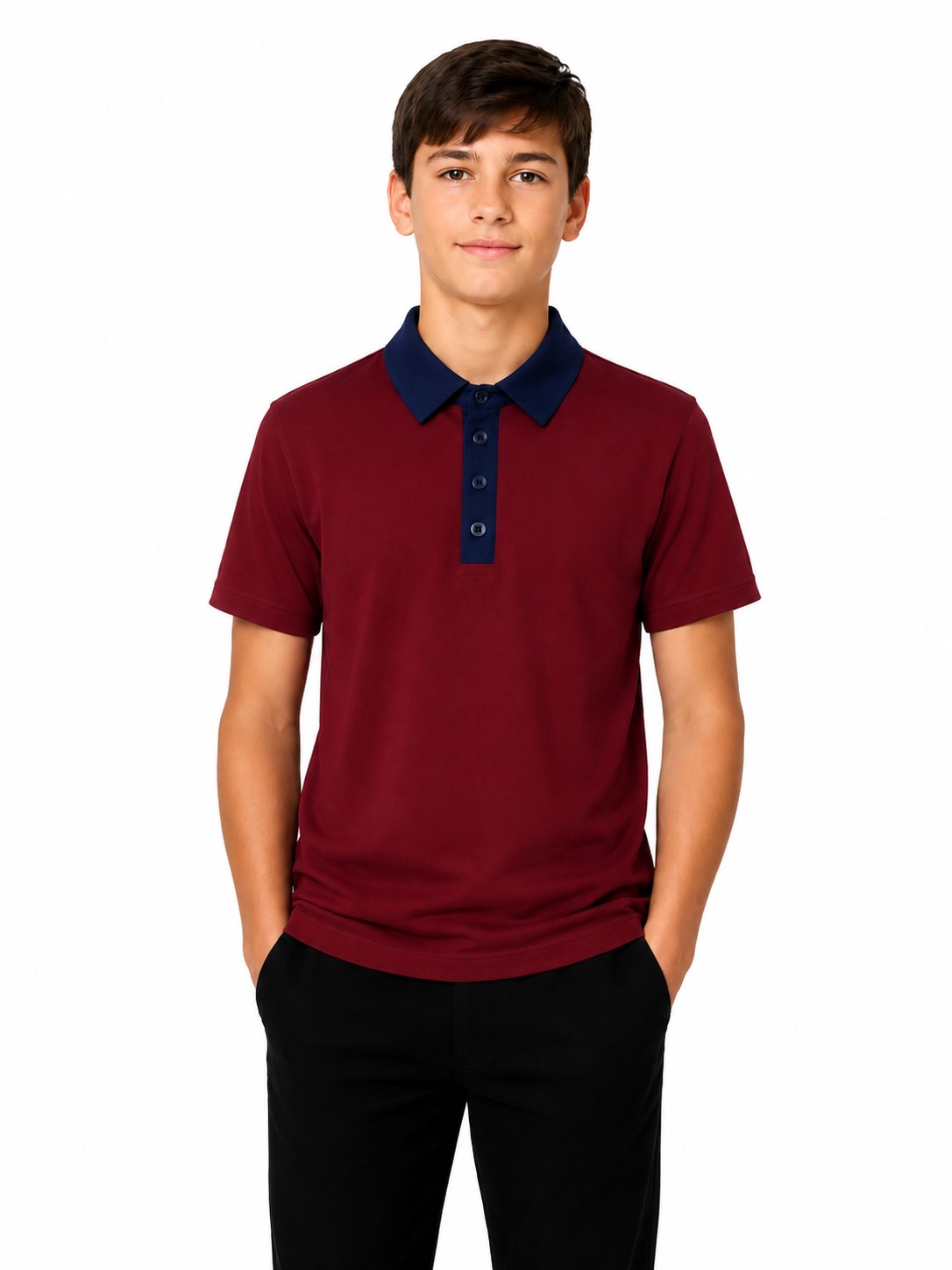 tricou polo scoala roma grena