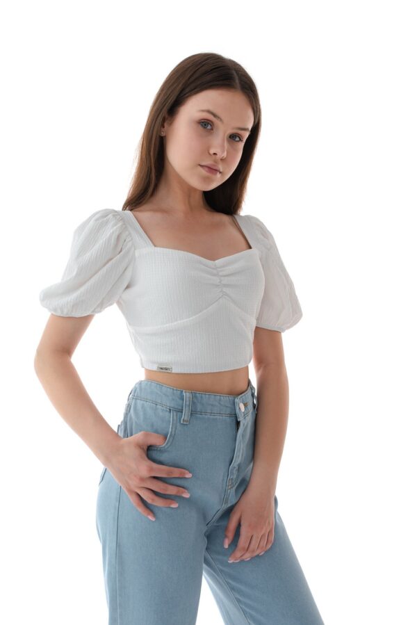 Top alb scurt fete LINA alb