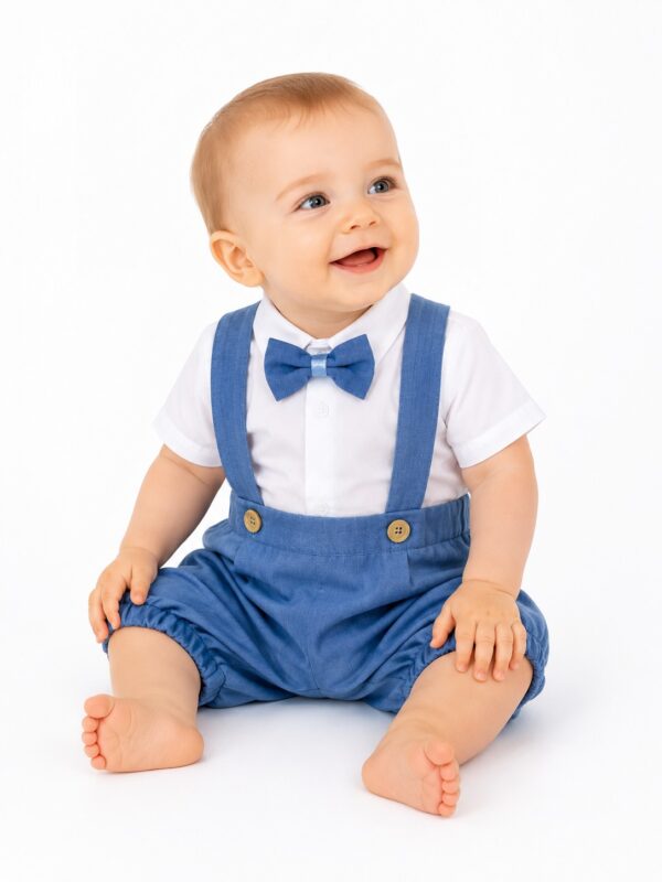 Costum botez baieti de vara ALEX albastru prafuit