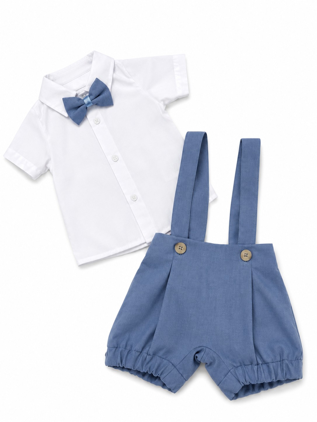 Costum botez baieti de vara ALEX albastru prafuit 3