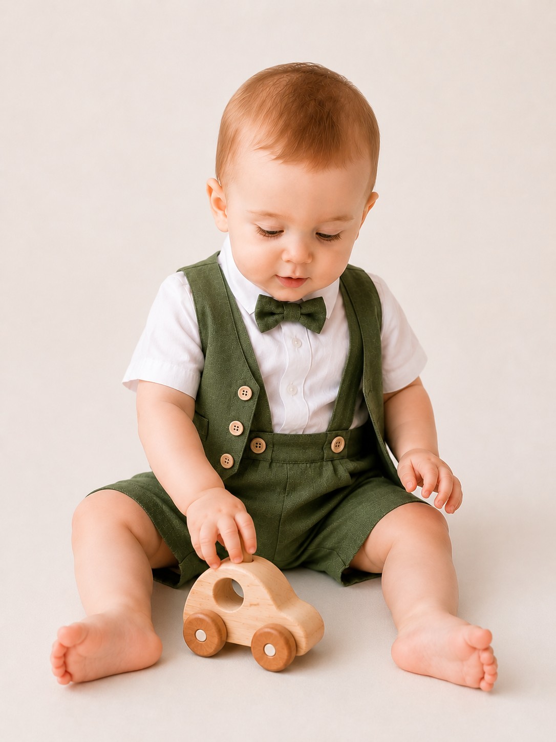 Costum botez baieti de vara CATALIN verde olive 2