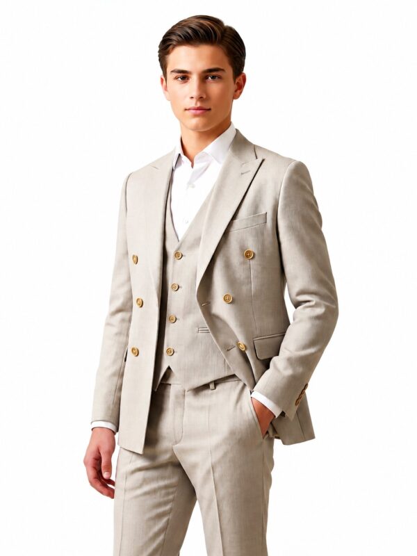 Costum elegant bej băieți CAIUS 12-16 ani