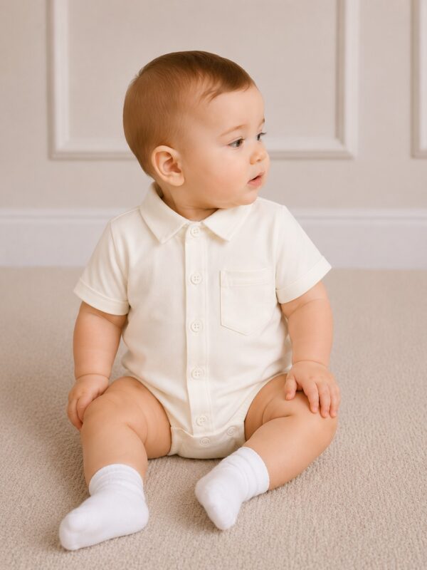 Camasa body baieti maneca scurta ivory