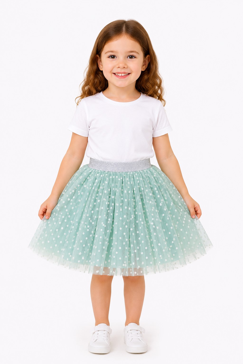 fusta tulle fete verde ANIA