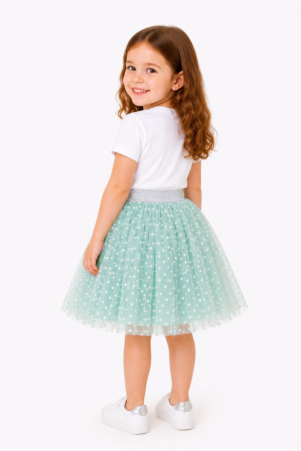 fusta tulle fete verde ANIA1