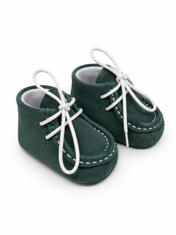 Pantofi botez baieti verde inchis