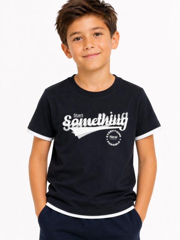 Tricou baieti SOMETHING negru