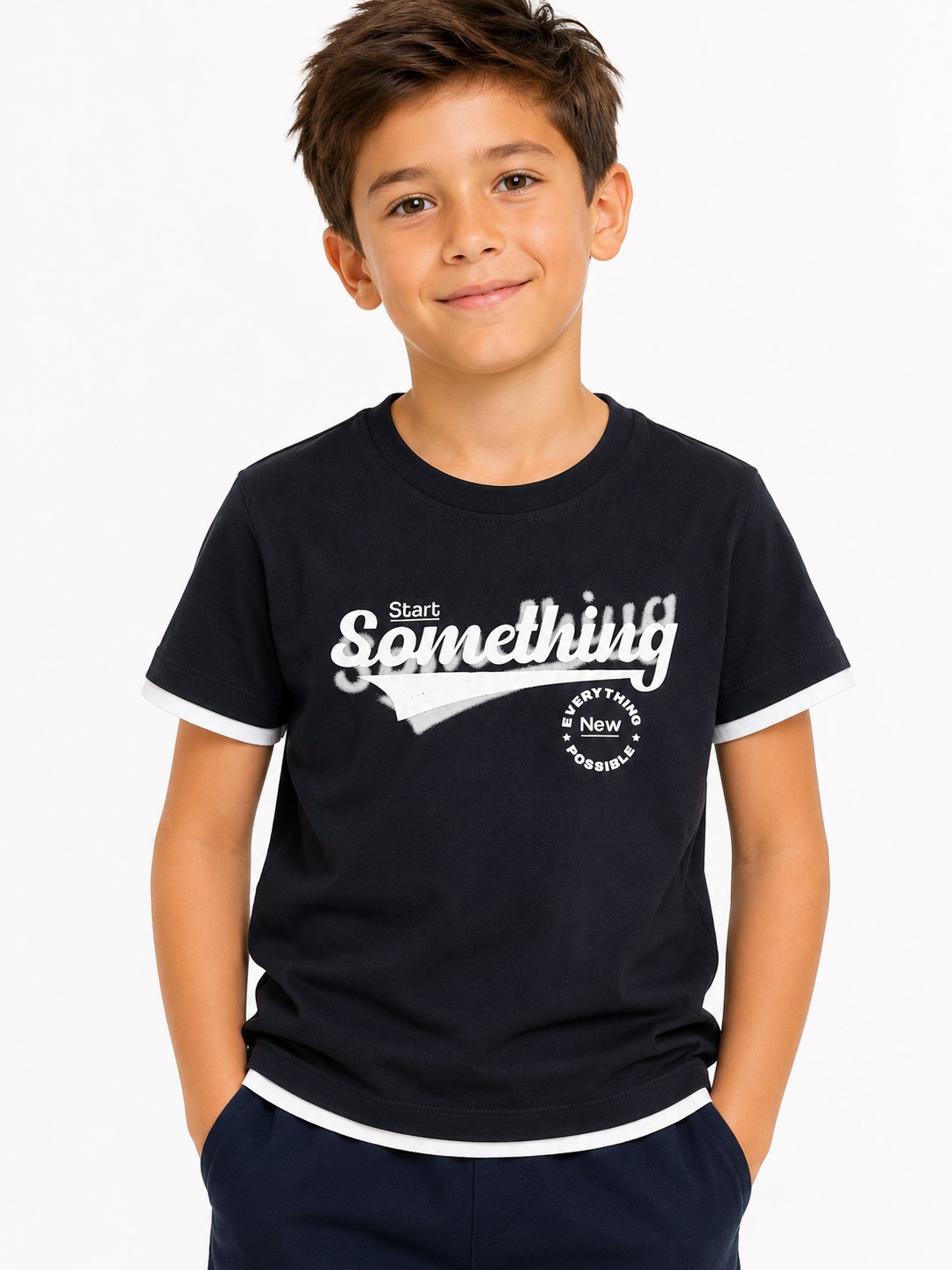 tricou baieti something negru (1)