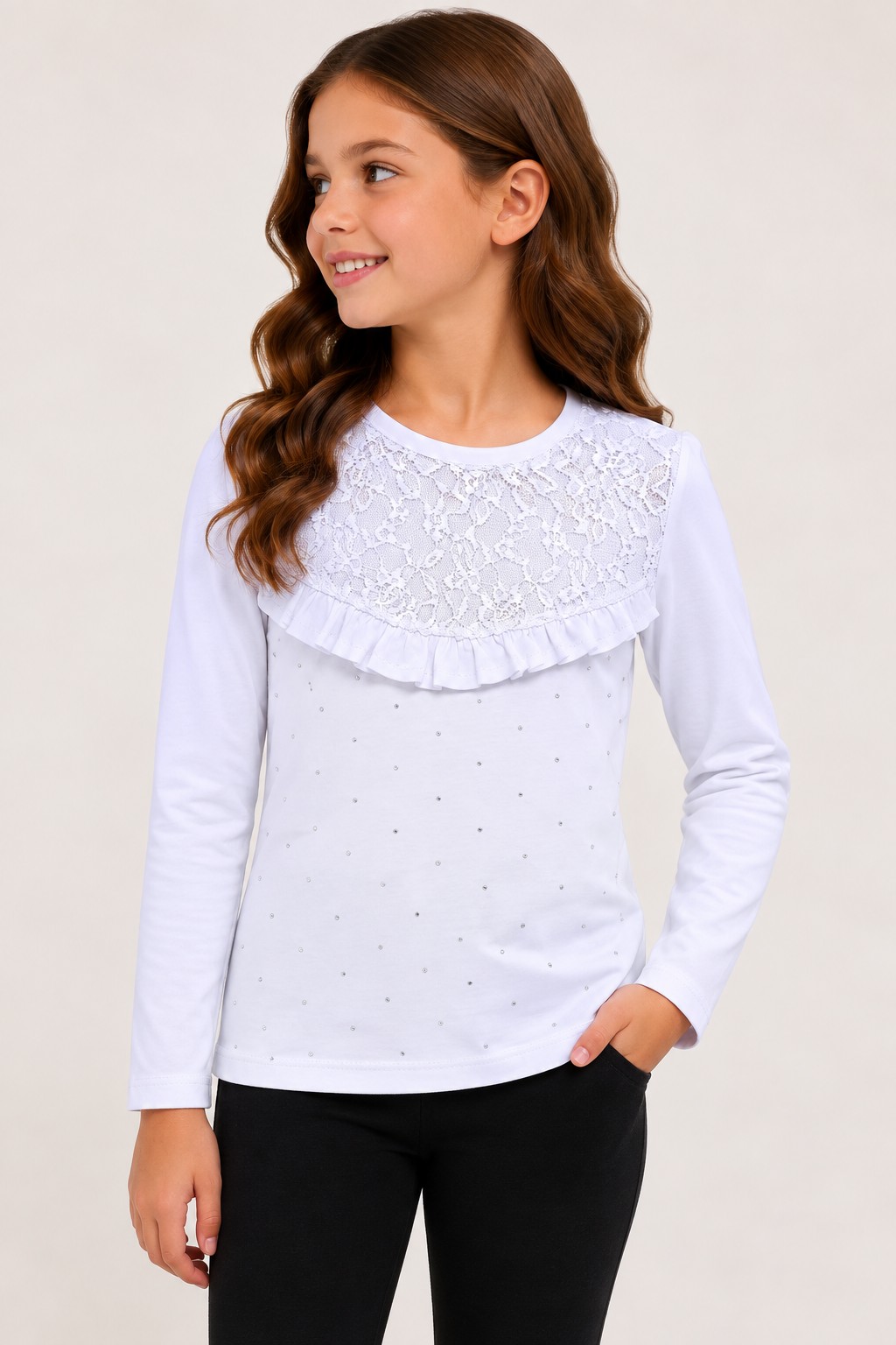 Bluza alba eleganta fete pietricele MIRIAM 2