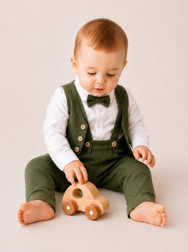 Costum botez baieti VICTOR verde olive