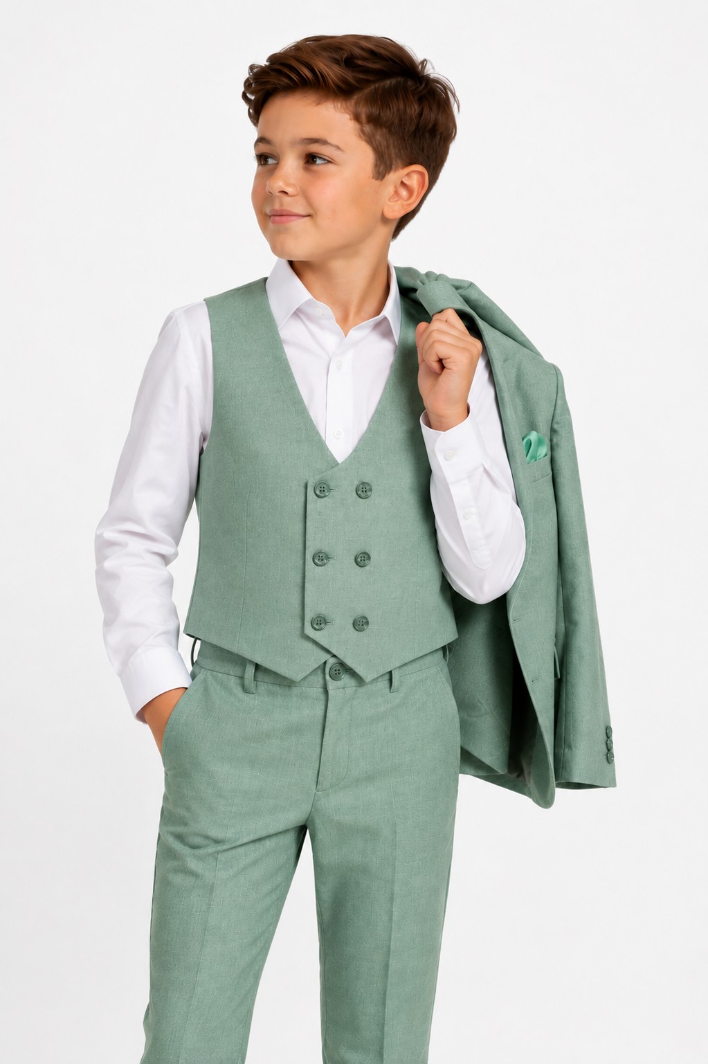 Costum elegant băieți 3-12 ani ELIAS verde menta 3
