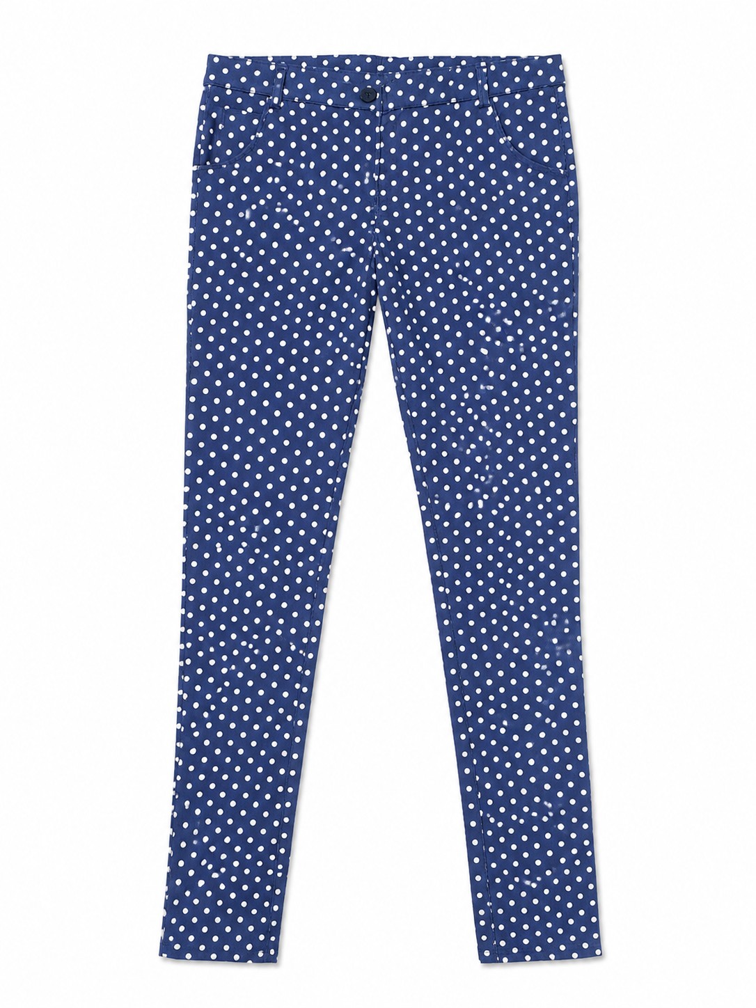 Pantaloni fete bleumarin cu buline albe LETITIA