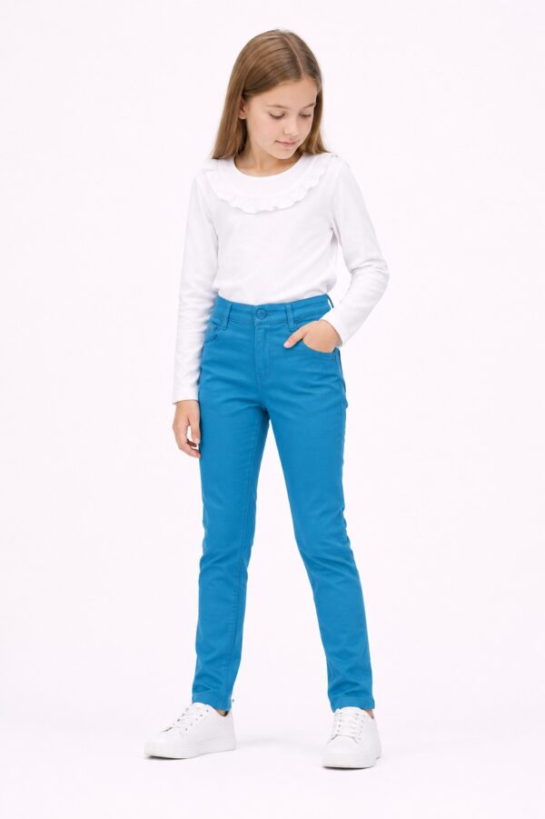 Pantaloni fete turcoaz casual