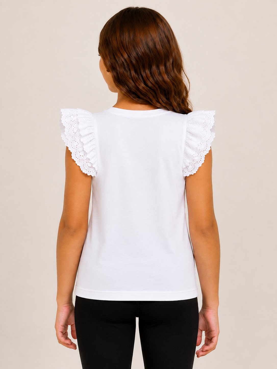 Tricou alb pentru fete cu volane MIRELA 5