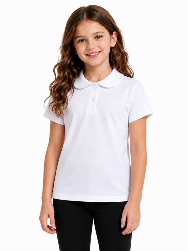Tricou polo alb pentru fete