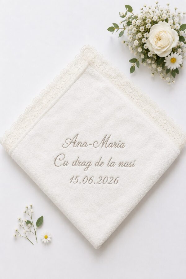 Crasma botez personalizata cu dantela