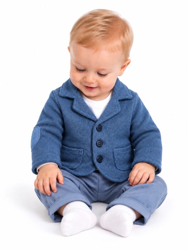 Sacou tricotat baieti EDI 9-12 luni blue blug
