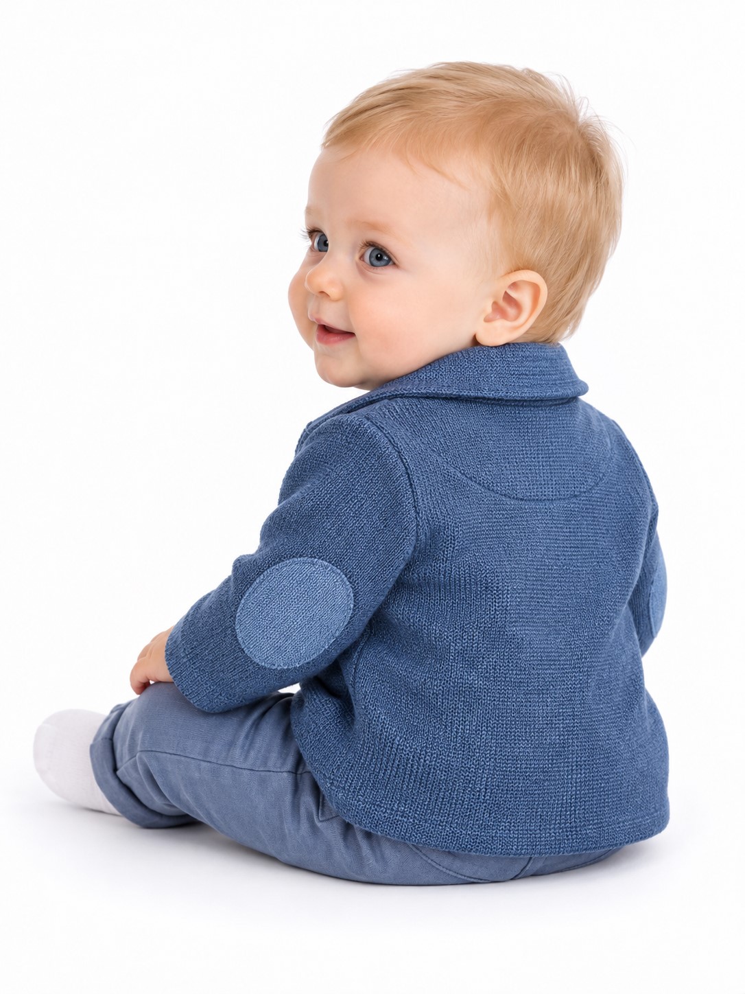 Sacou tricotat baieti EDI 0-12 luni blue blug 4