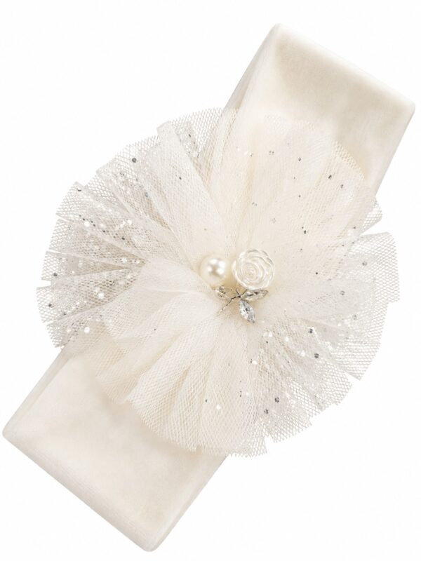 Bentita botez fete tulle buline crem