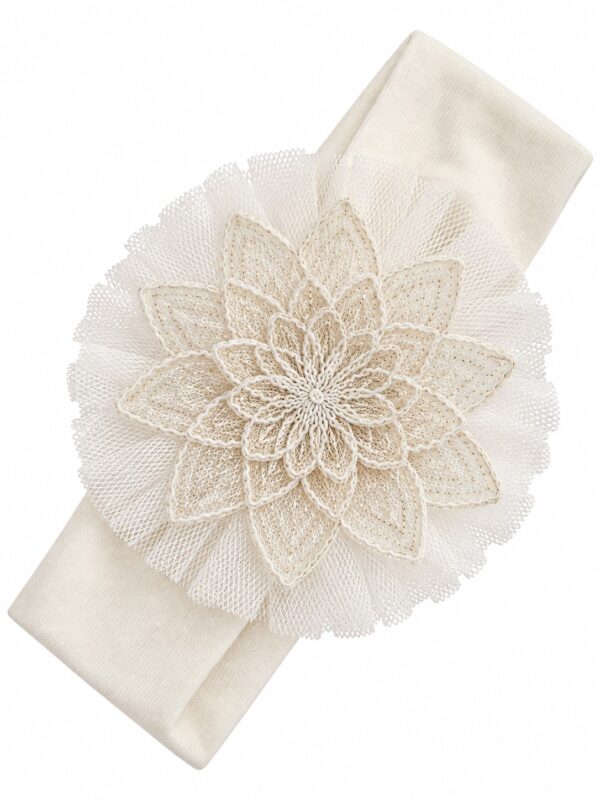 Bentita botez fete tulle floare crem