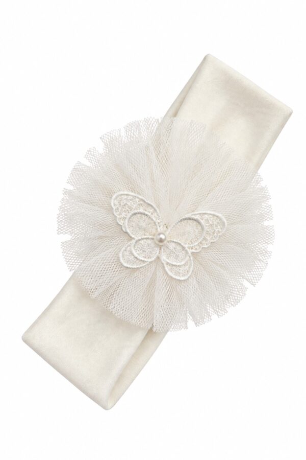 Bentita botez fete tulle crem fluturas