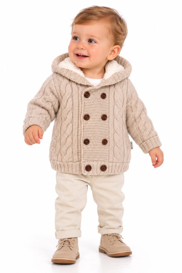 Cardigan tricotat imblanit bebelusi bej