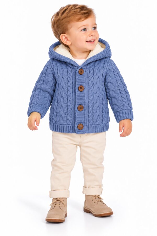Cardigan tricotat imblanit bebelusi bleu