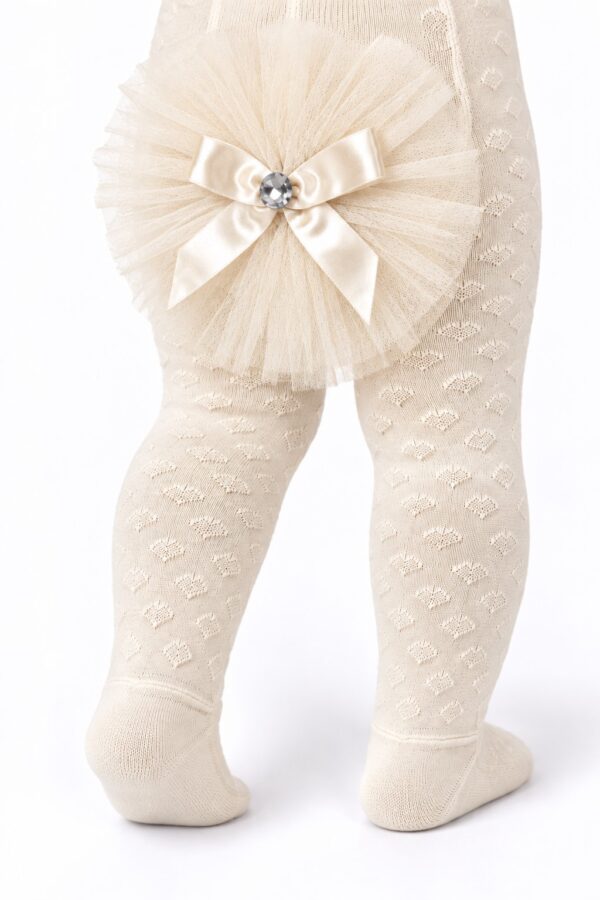 Corapi lungi bebe accesoriu fundita crem