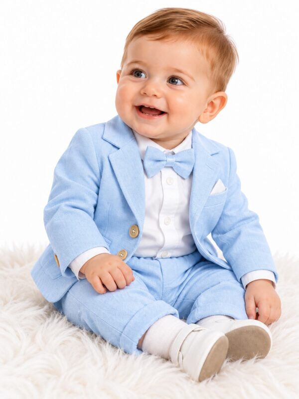 Costum botez baiat TUDOR albastru cielo
