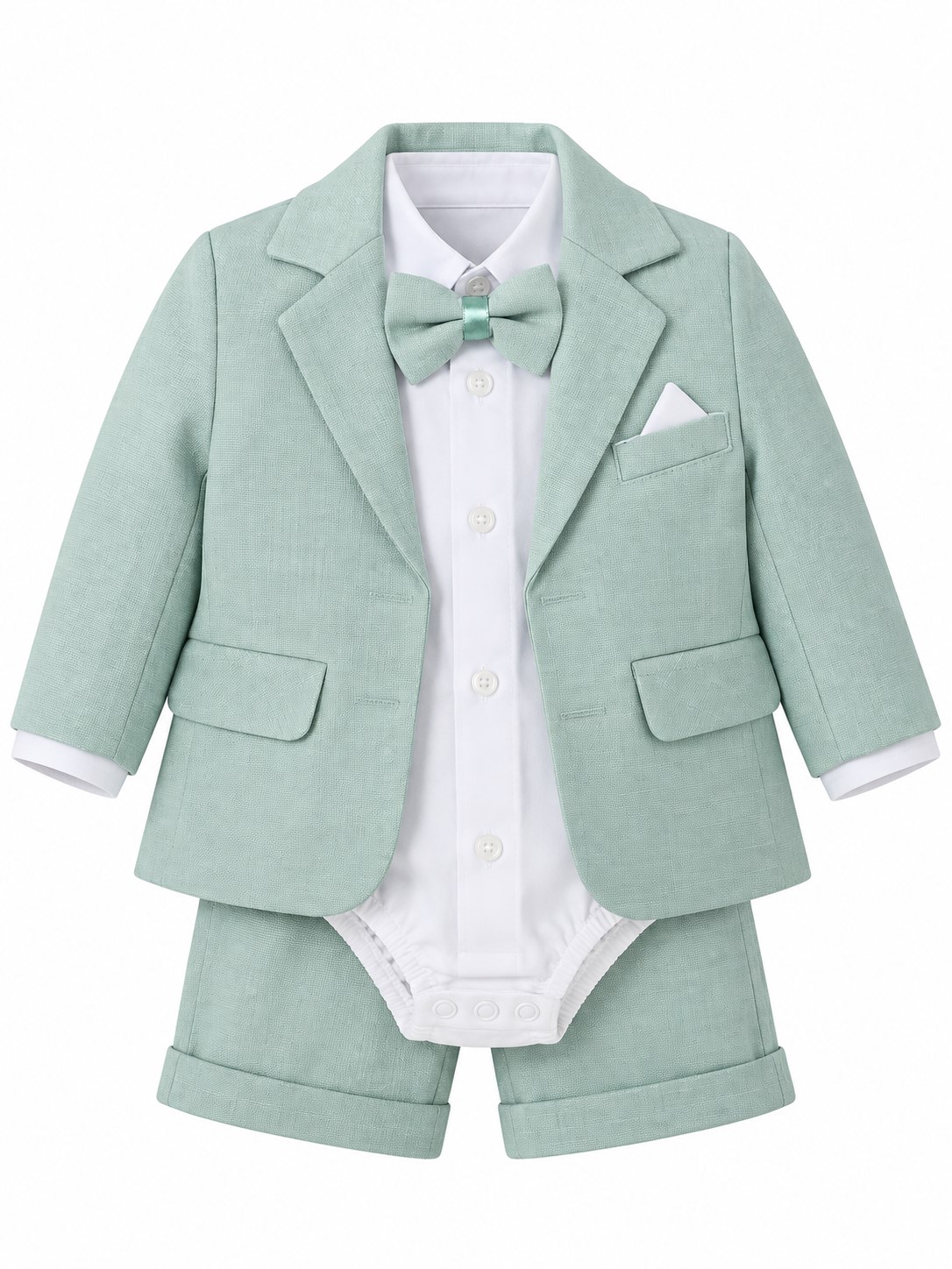 costum botez baieti CAROL verde aqua