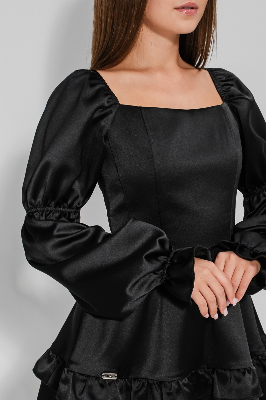Rochie elegantă fete 11-14 ani Raisa neagră cu volane2
