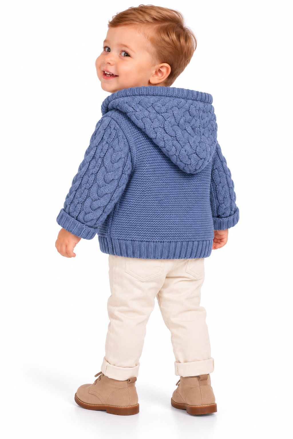 cardigan tricotat imblanit bebelusi blue LUCA3