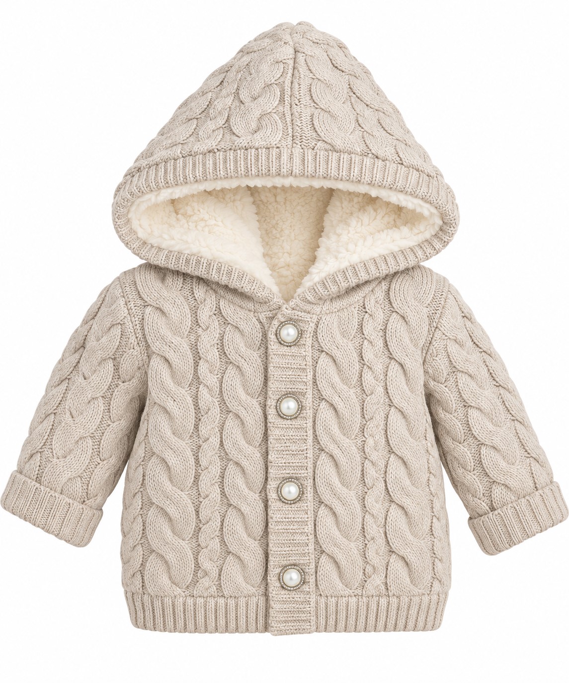 cardigan tricotat imblanit fetite bej IMOLA
